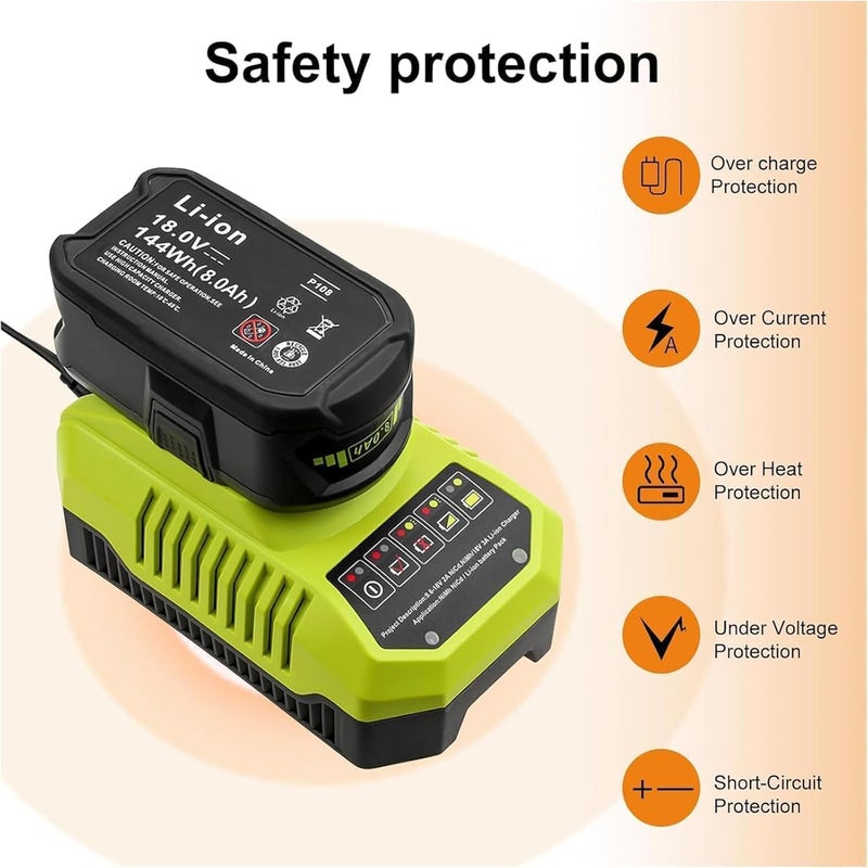 Topbatt Upgraded 2Pack 8000mAh Replacement for 18V 8.0Ah Battery Compatible with Ryobi 18 Volt Lithium Ion Battery P102 P103 P104 P105 P107 P109 P190 P191 P122 Cordless Power Tools - Image 4